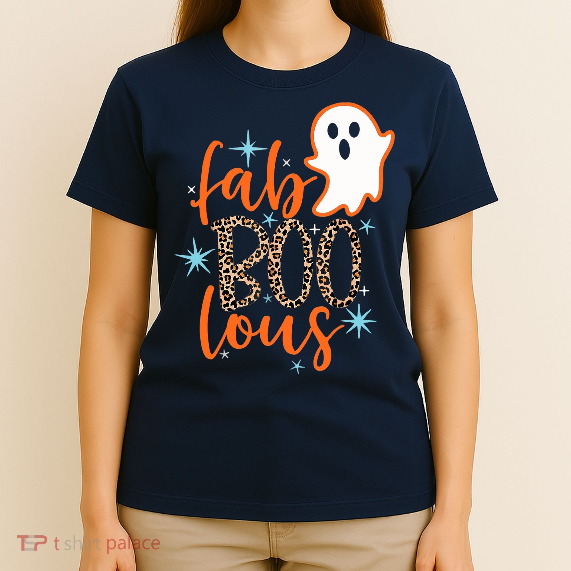 Funny Cute Boo Ghost Halloween Fab-Boo Lous Leopard T-Shirt
