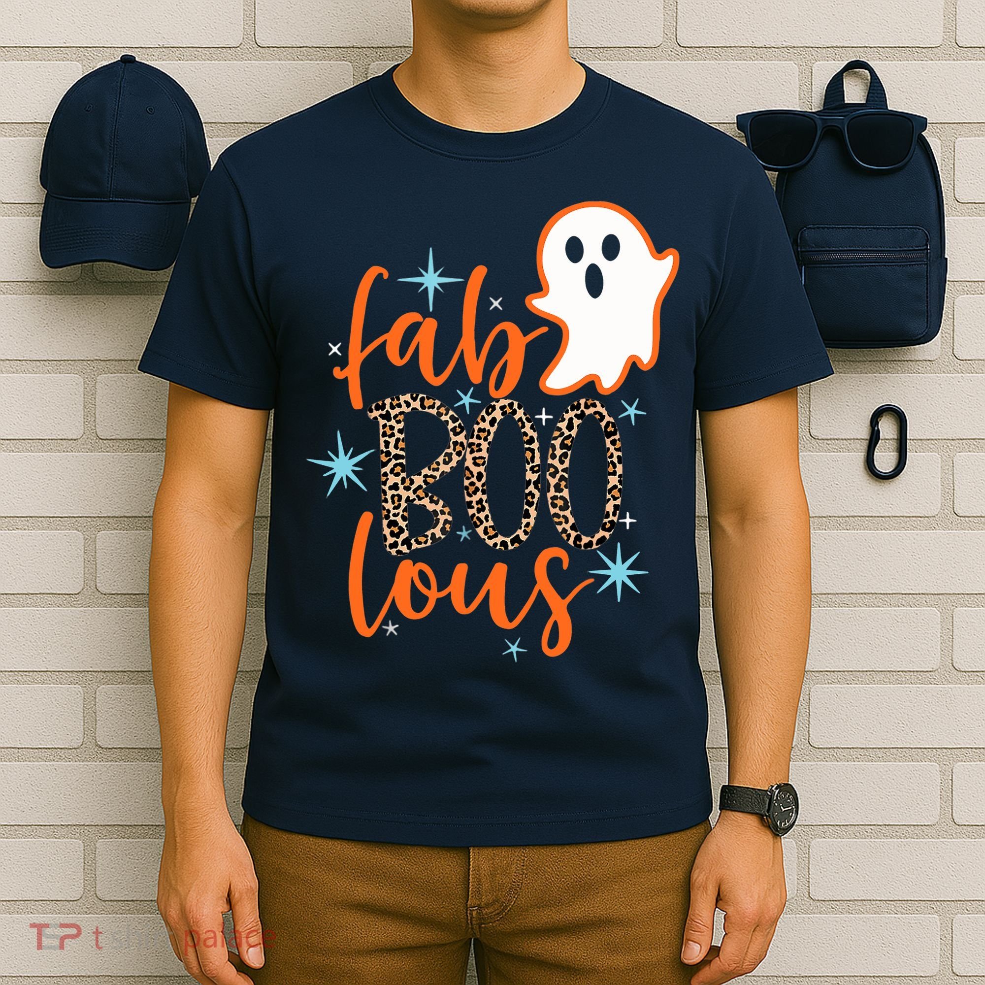 Funny Cute Boo Ghost Halloween Fab-Boo Lous Leopard T-Shirt
