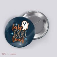 Funny Cute Boo Ghost Halloween Fab-Boo Lous Leopard Button thumb 0