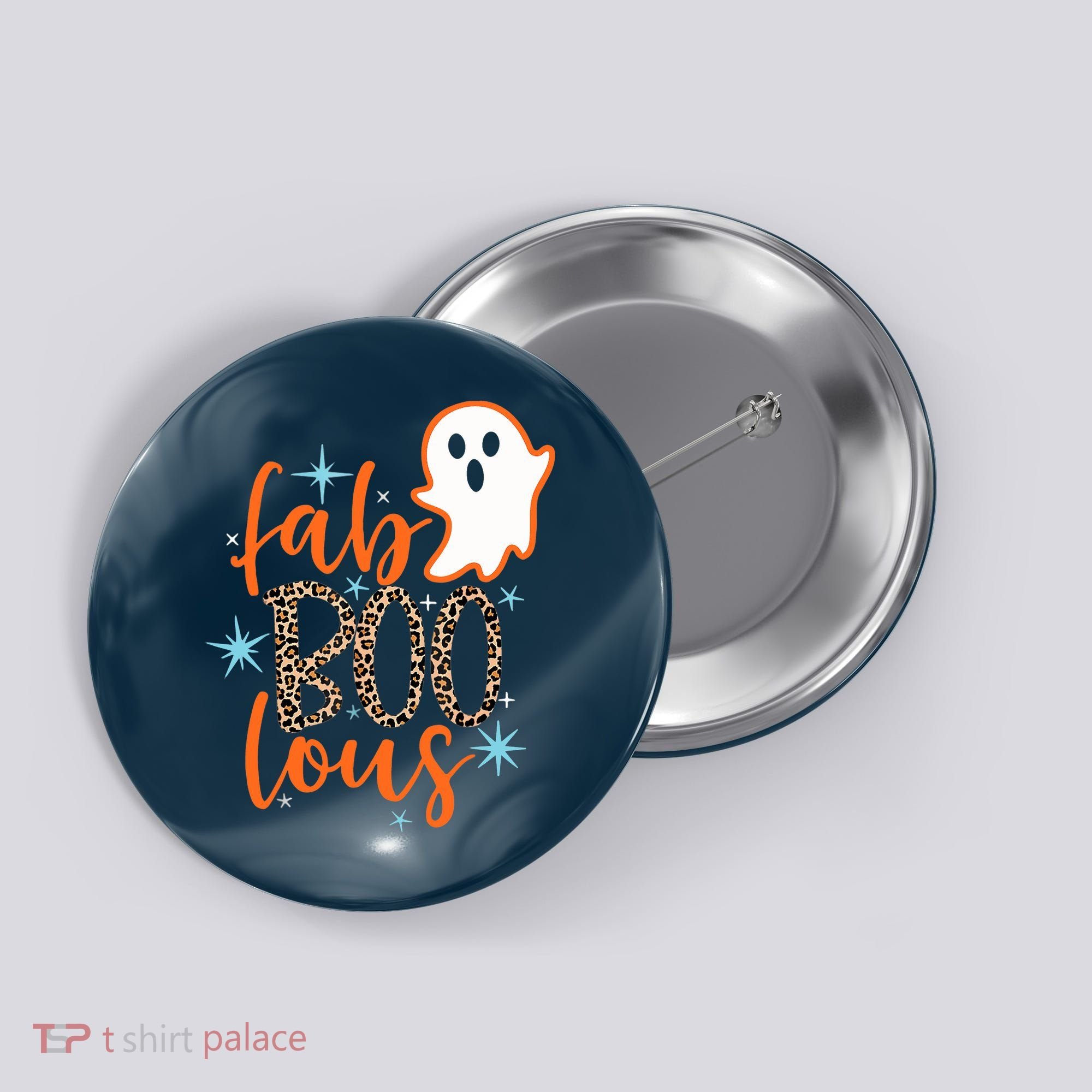 Funny Cute Boo Ghost Halloween Fab-Boo Lous Leopard Button