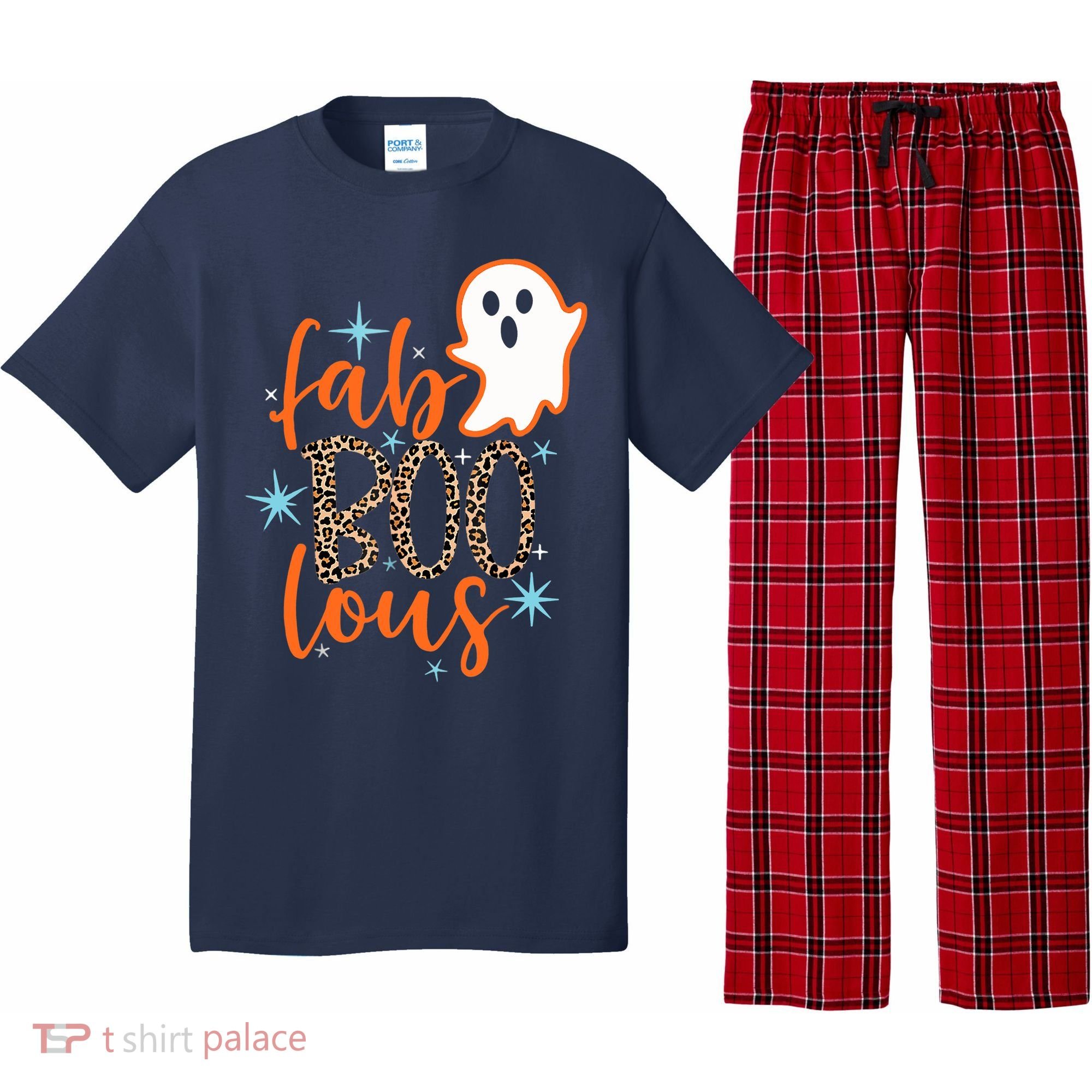 Funny Cute Boo Ghost Halloween Fab-Boo Lous Leopard Pajama Set