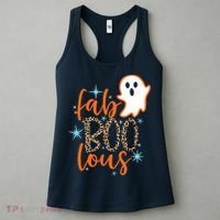 Funny Cute Boo Ghost Halloween Fab-Boo Lous Leopard Women's Tank Top thumb 3