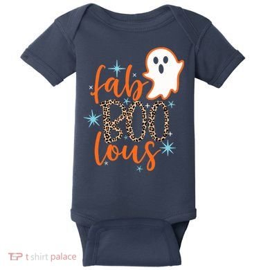 Funny Cute Boo Ghost Halloween Fab-Boo Lous Leopard Baby Bodysuit