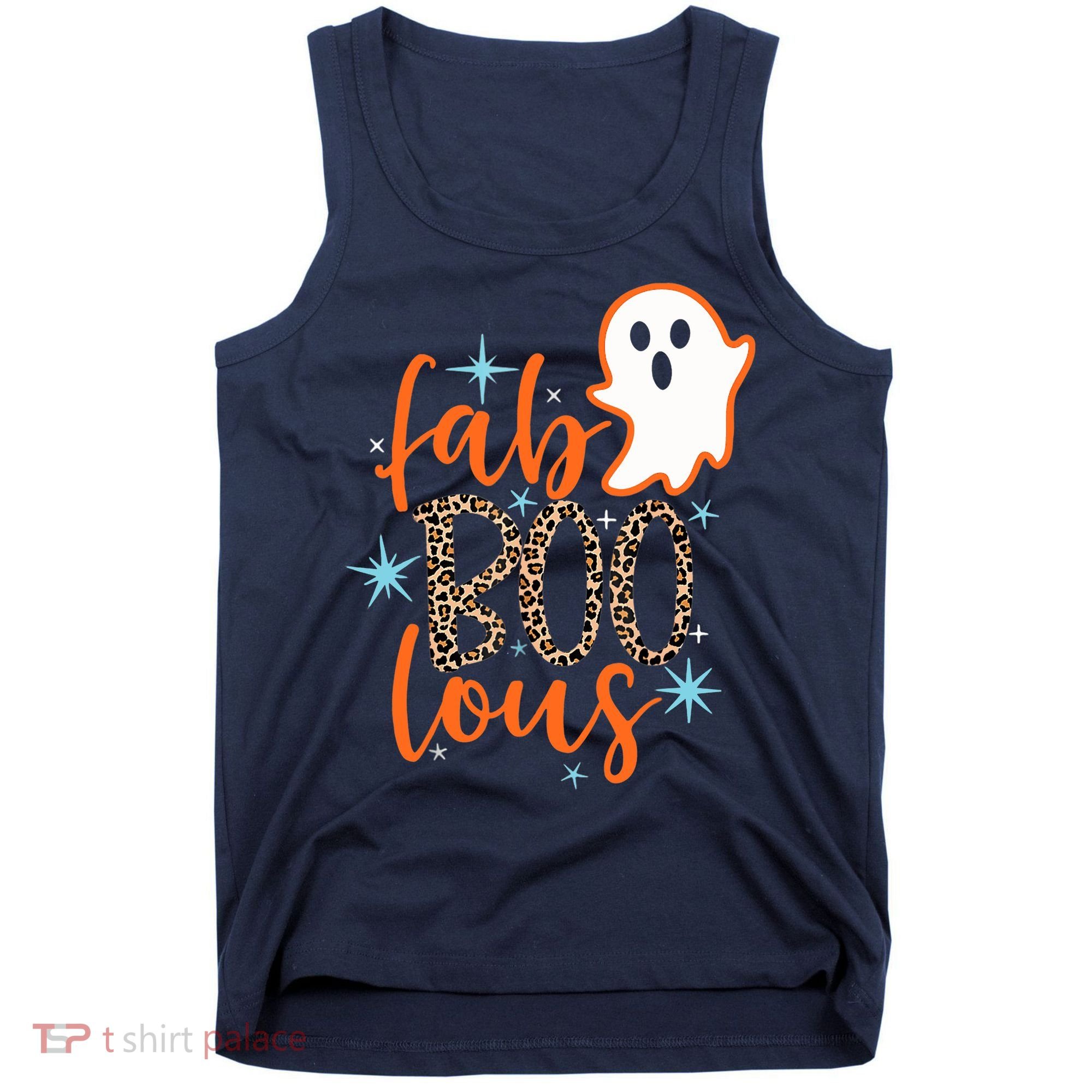 Funny Cute Boo Ghost Halloween Fab-Boo Lous Leopard Tank Top