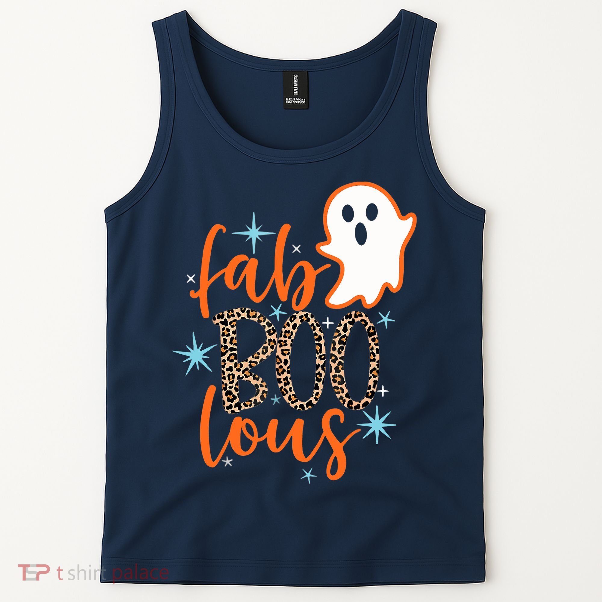 Funny Cute Boo Ghost Halloween Fab-Boo Lous Leopard Tank Top