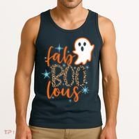 Funny Cute Boo Ghost Halloween Fab-Boo Lous Leopard Tank Top thumb 3