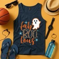 Funny Cute Boo Ghost Halloween Fab-Boo Lous Leopard Tank Top thumb 4