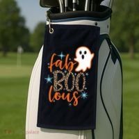 Funny Cute Boo Ghost Halloween Fab-Boo Lous Leopard Golf Towel thumb 2