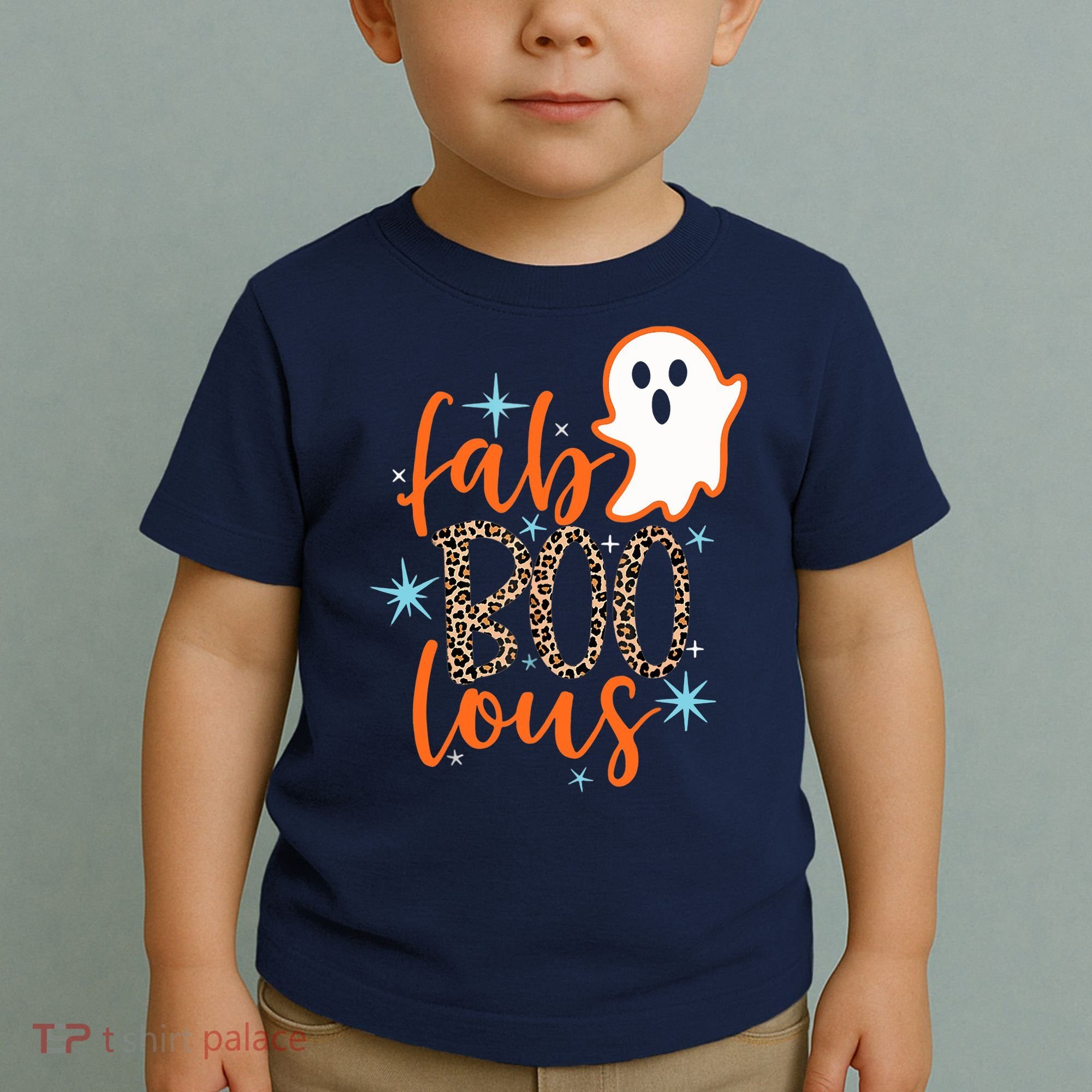 Funny Cute Boo Ghost Halloween Fab-Boo Lous Leopard Toddler T-Shirt