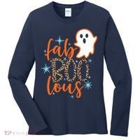 Funny Cute Boo Ghost Halloween Fab-Boo Lous Leopard Women's Long Sleeve Shirt thumb 0