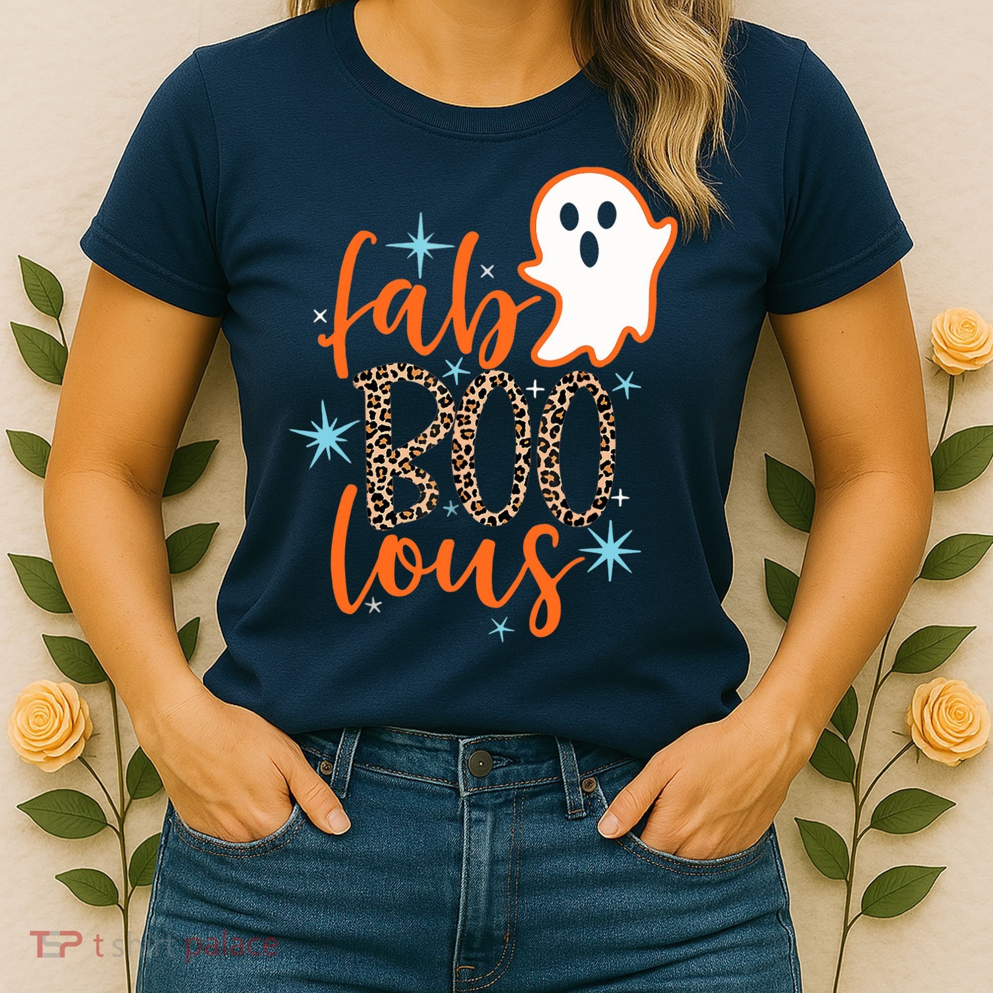 Funny Cute Boo Ghost Halloween Fab-Boo Lous Leopard Women's T-Shirt