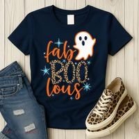 Funny Cute Boo Ghost Halloween Fab-Boo Lous Leopard Women's T-Shirt thumb 3