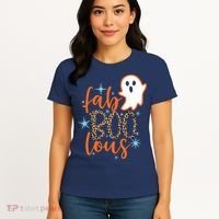Funny Cute Boo Ghost Halloween Fab-Boo Lous Leopard Women's T-Shirt thumb 4