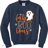 Funny Cute Boo Ghost Halloween Fab-Boo Lous Leopard Kids Sweatshirt thumb 0