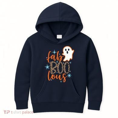 Funny Cute Boo Ghost Halloween Fab-Boo Lous Leopard Kids Hoodie