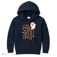 Funny Cute Boo Ghost Halloween Fab-Boo Lous Leopard Kids Hoodie thumb 0