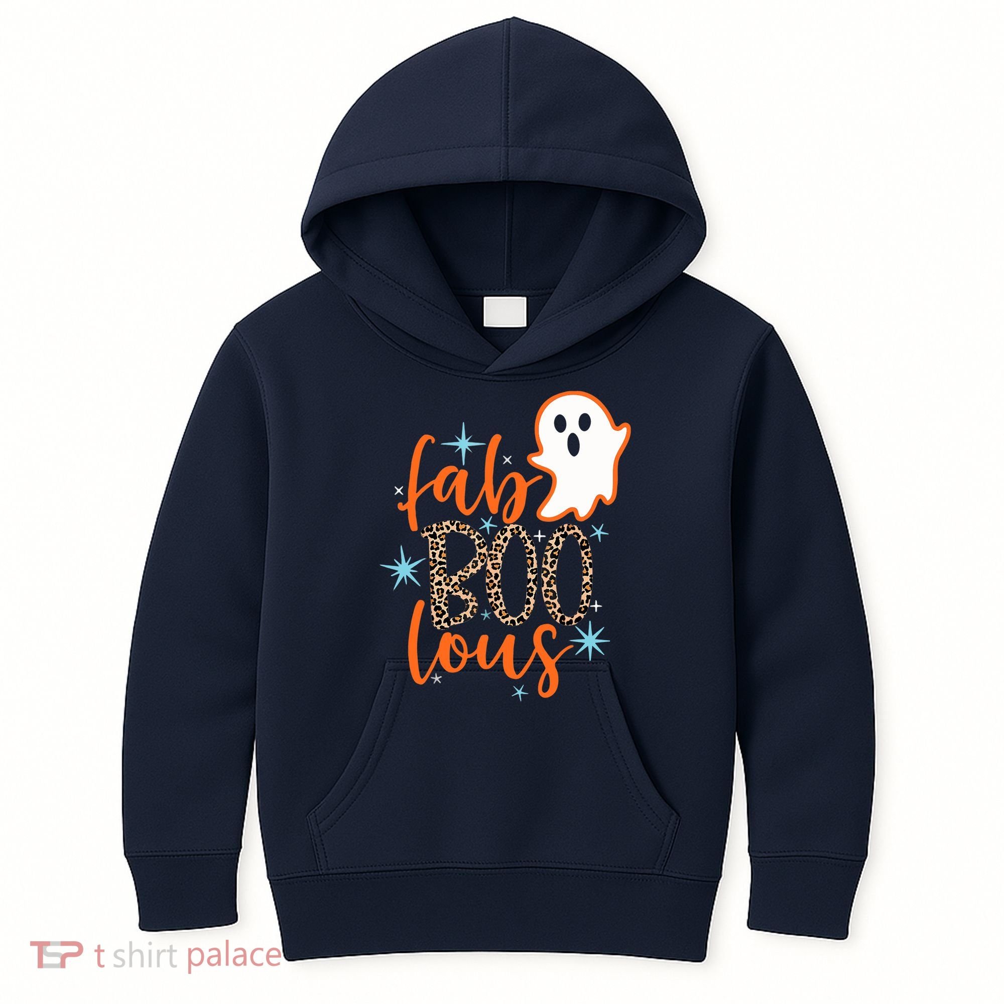 Funny Cute Boo Ghost Halloween Fab-Boo Lous Leopard Kids Hoodie
