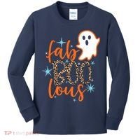 Funny Cute Boo Ghost Halloween Fab-Boo Lous Leopard Kids Long Sleeve Shirt thumb 0
