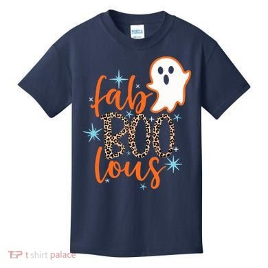 Funny Cute Boo Ghost Halloween Fab-Boo Lous Leopard Kids T-Shirt