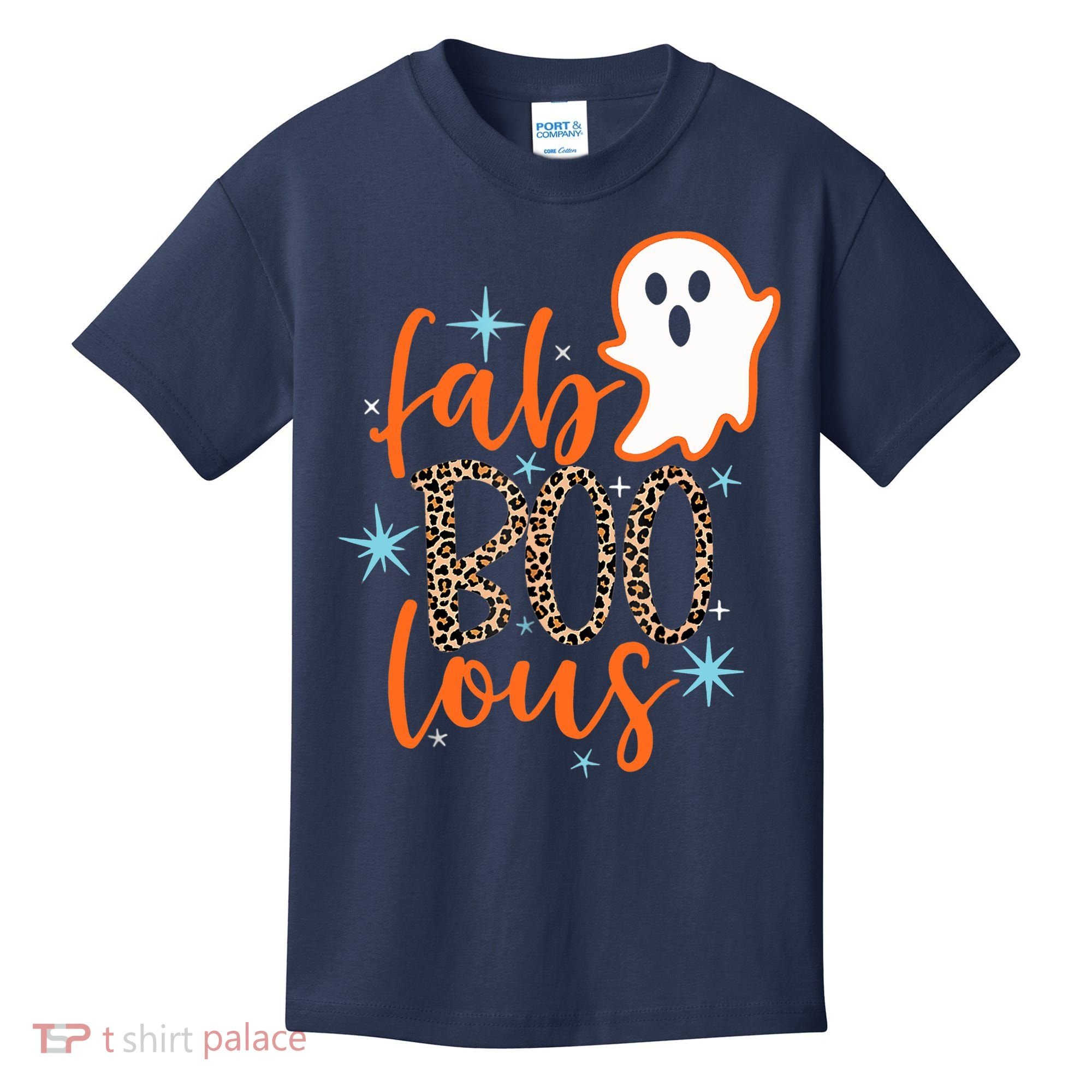 Funny Cute Boo Ghost Halloween Fab-Boo Lous Leopard Kids T-Shirt