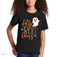 Funny Cute Boo Ghost Halloween Fab-Boo Lous Leopard Kids T-Shirt thumb 2