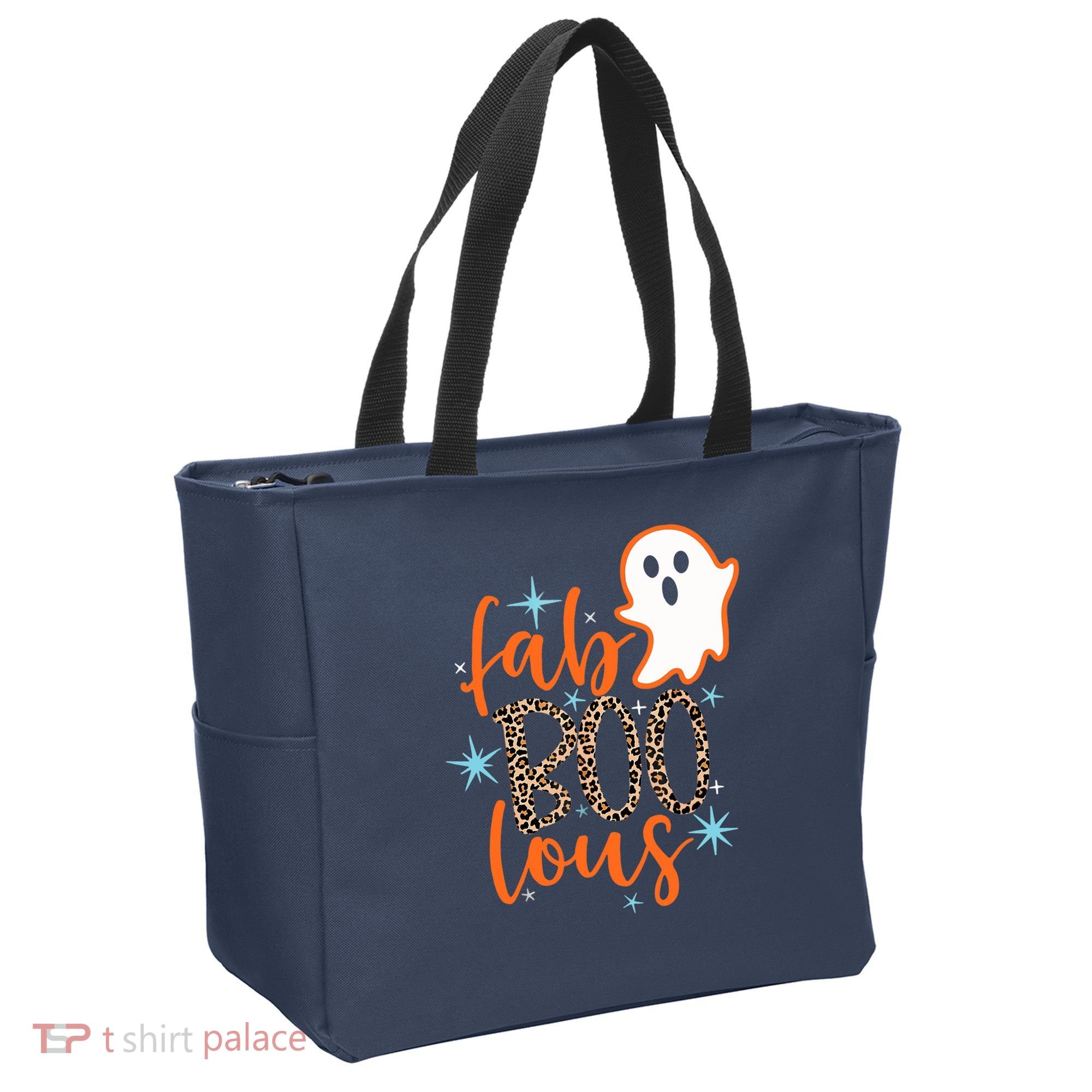 Funny Cute Boo Ghost Halloween Fab-Boo Lous Leopard Tote Bag