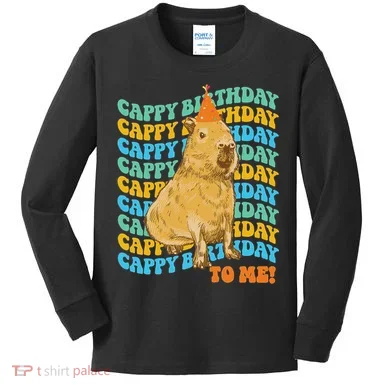 Fun Capybara Birthday Design Kids Long Sleeve Shirt