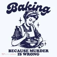 Funny Chef Baker Lady Baking Because Murder Is Wrong Vintage Bucket Hat thumb 4