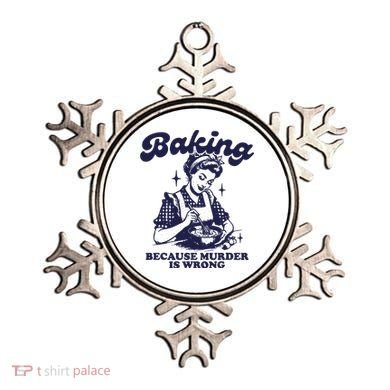 Funny Chef Baker Lady Baking Because Murder Is Wrong Vintage Ornament