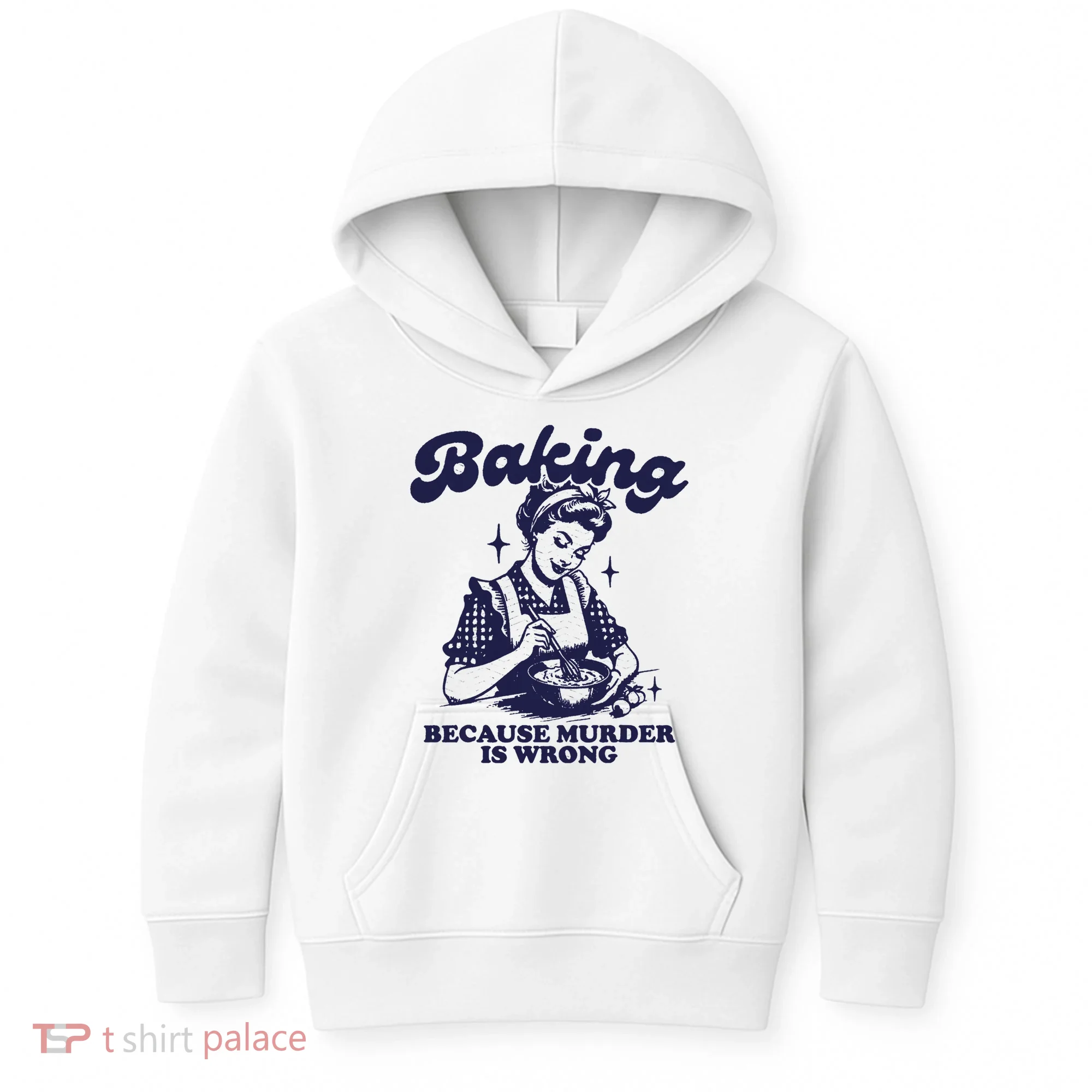 Funny Chef Baker Lady Baking Because Murder Is Wrong Vintage Kids Hoodie