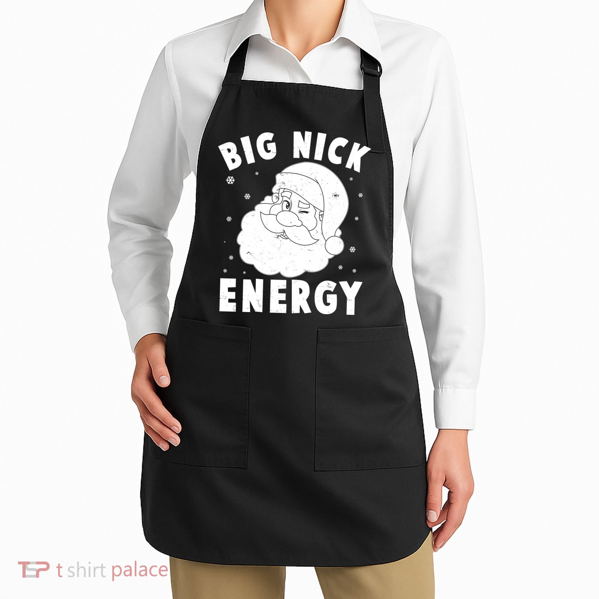 Funny Christmas Big Nick Energy Santa Claus Apron
