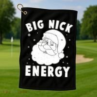 Funny Christmas Big Nick Energy Santa Claus Golf Towel thumb 1