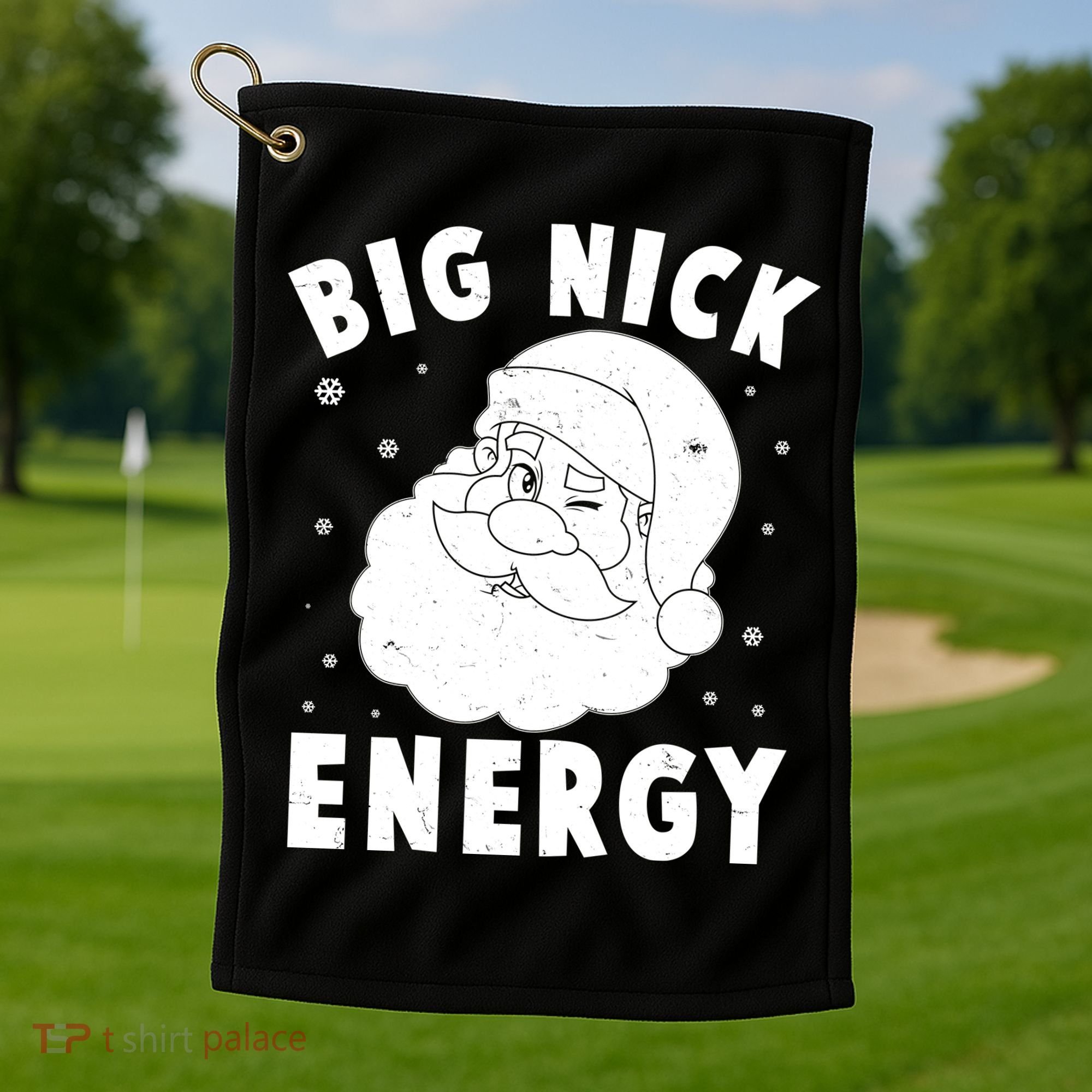 Funny Christmas Big Nick Energy Santa Claus Golf Towel