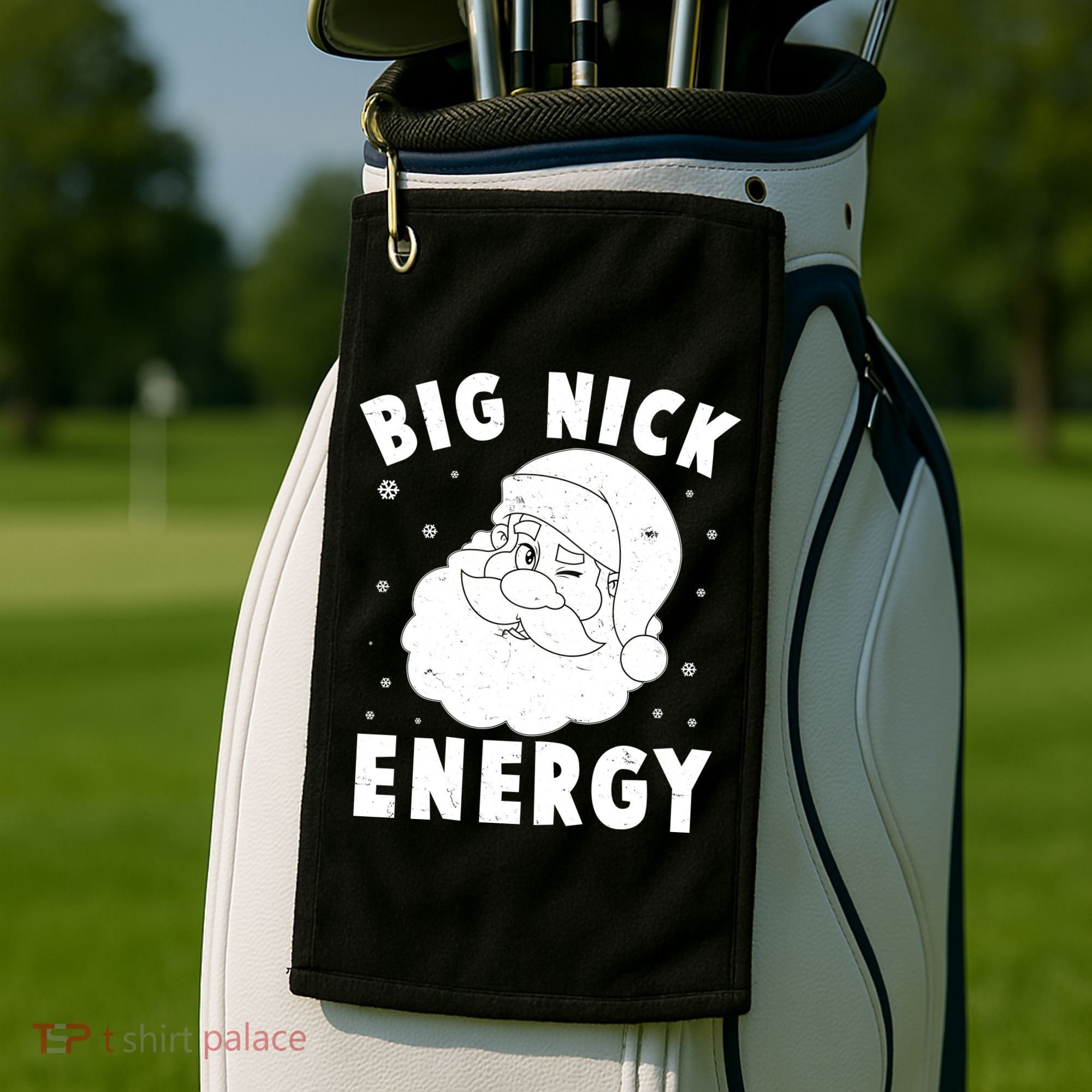 Funny Christmas Big Nick Energy Santa Claus Golf Towel