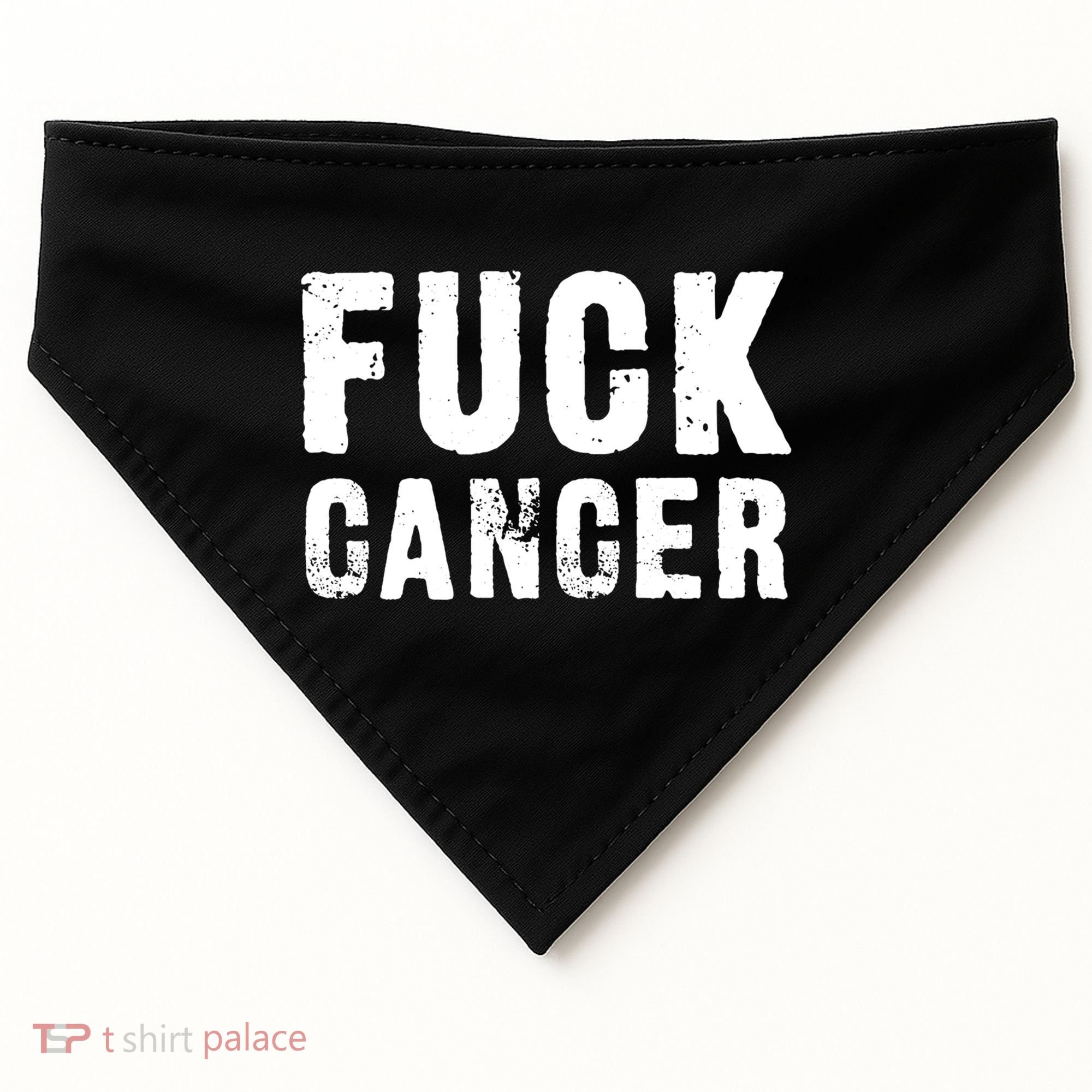Fuck Cancer Black Font Gift USA-Made Doggie Bandana