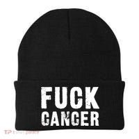 Fuck Cancer Black Font Gift Beanie thumb 0