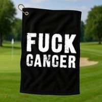 Fuck Cancer Black Font Gift Golf Towel thumb 1