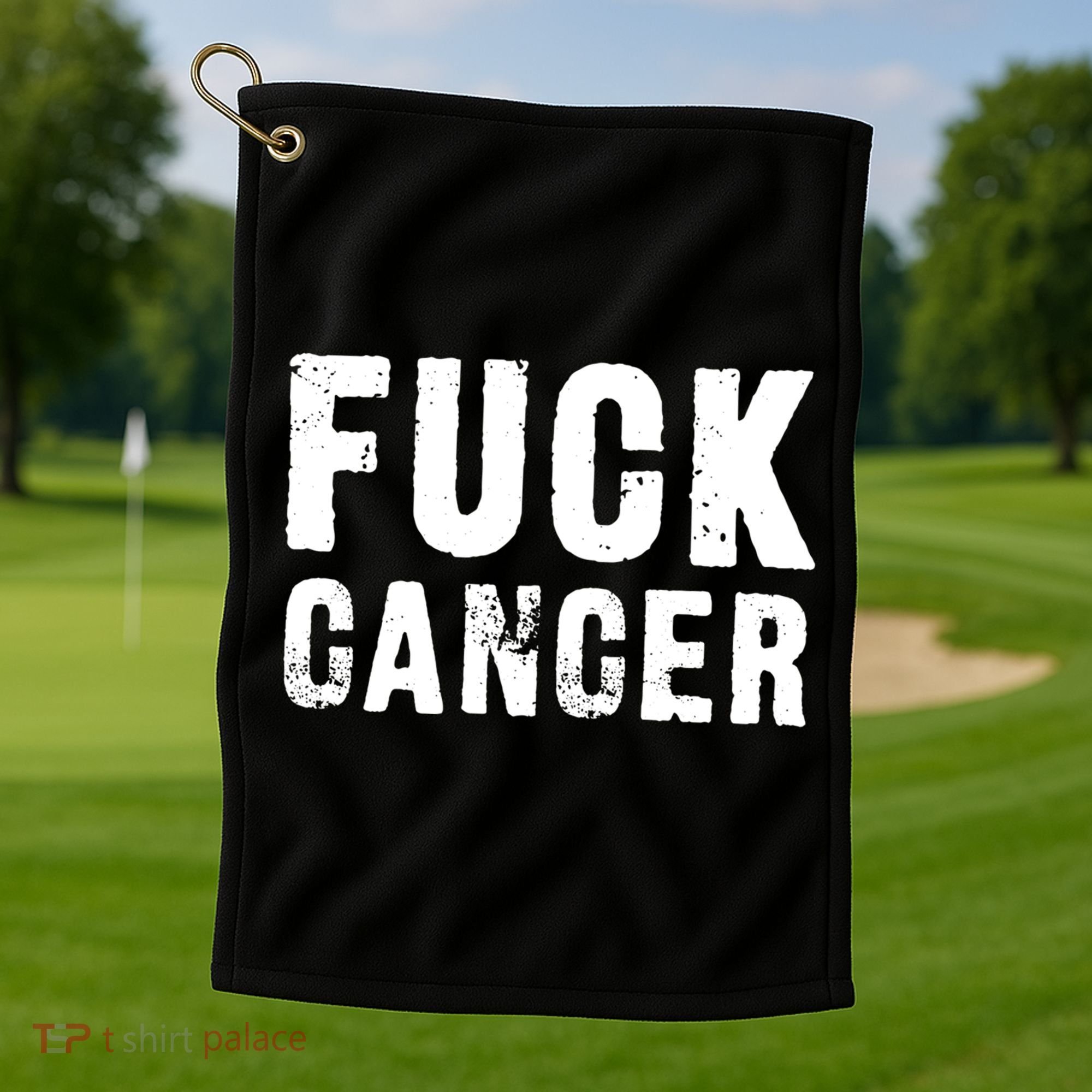 Fuck Cancer Black Font Gift Golf Towel