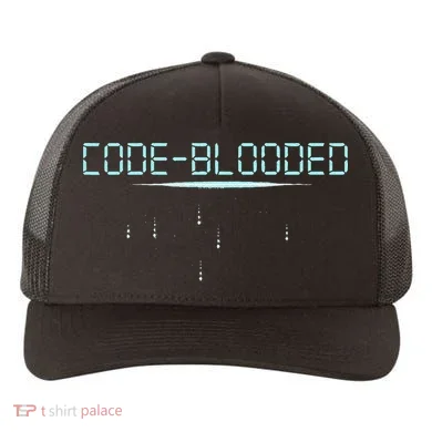 Funny Code Blooded Computer Software Programmer Binary Tree Yupoong Adult 5-Panel Trucker Hat