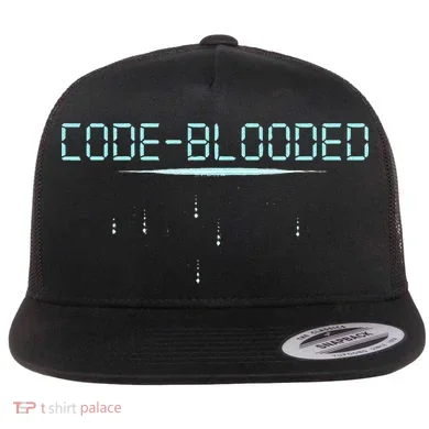 Funny Code Blooded Computer Software Programmer Binary Tree Flat Bill Trucker Hat