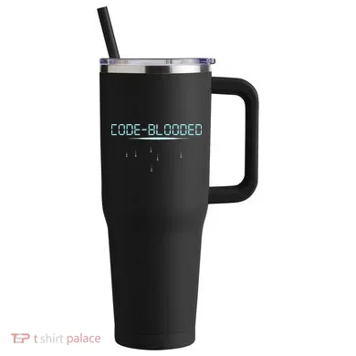 Funny Code Blooded Computer Software Programmer Binary Tree 40oz Vacuum Insulated Stainless Steel Travel Tumbler
