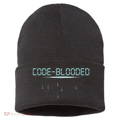 Funny Code Blooded Computer Software Programmer Binary Tree Sustainable Knit Beanie