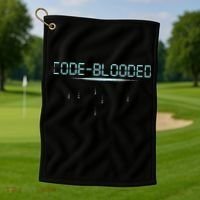 Funny Code Blooded Computer Software Programmer Binary Tree Golf Towel thumb 1
