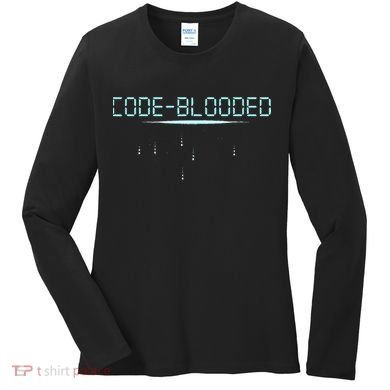 Funny Code Blooded Computer Software Programmer Binary Tree Women's Long Sleeve Shirt