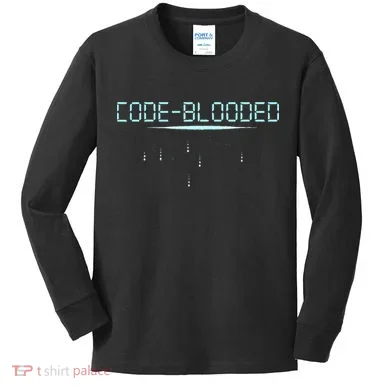 Funny Code Blooded Computer Software Programmer Binary Tree Kids Long Sleeve Shirt