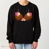 Funny Coconut Bra With Hawaiian Tropical Flowers Women's Sweatshirt thumb 0