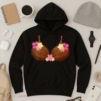 Funny Coconut Bra With Hawaiian Tropical Flowers Hoodie thumb 3