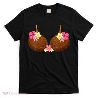 Funny Coconut Bra With Hawaiian Tropical Flowers T-Shirt thumb 0