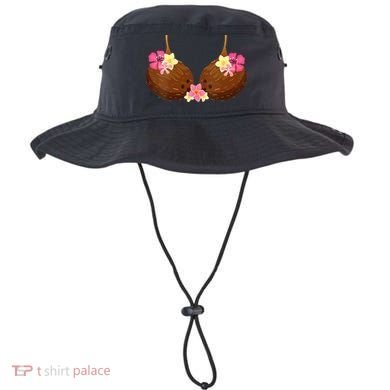 Funny Coconut Bra With Hawaiian Tropical Flowers Bucket Hat