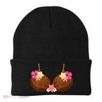 Funny Coconut Bra With Hawaiian Tropical Flowers Beanie thumb 0
